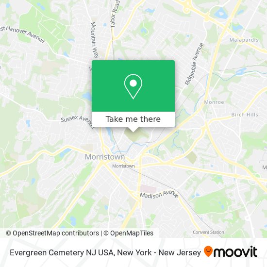 Evergreen Cemetery NJ USA map
