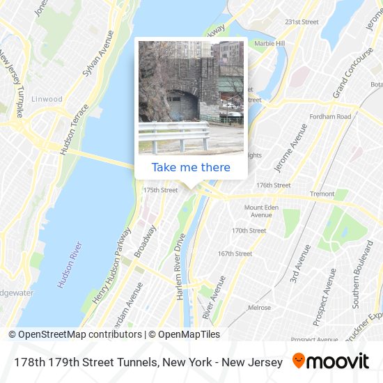 Mapa de 178th 179th Street Tunnels