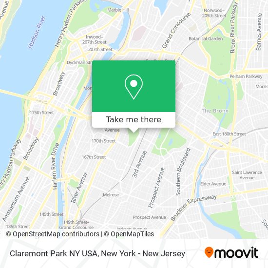 Claremont Park NY USA map