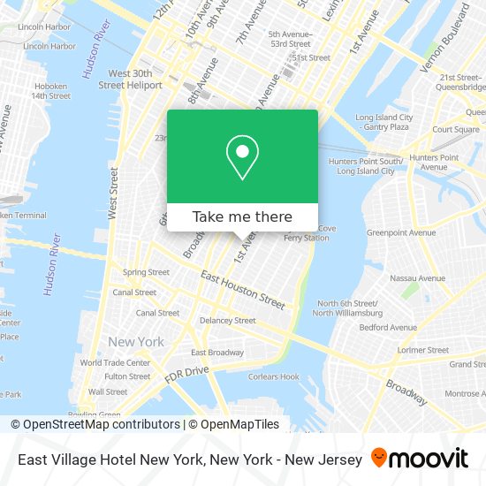 East Village Hotel New York map