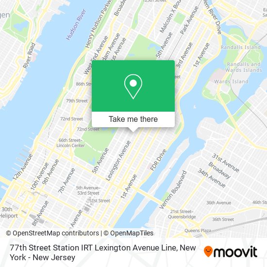 77th Street Station IRT Lexington Avenue Line map