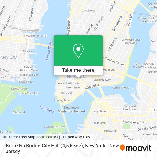 Brooklyn Bridge-City Hall (4,5,6,<6>) map