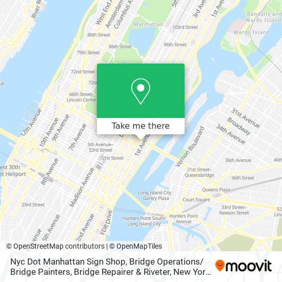 Mapa de Nyc Dot Manhattan Sign Shop, Bridge Operations/ Bridge Painters, Bridge Repairer & Riveter