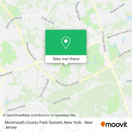 Mapa de Monmouth County Park System