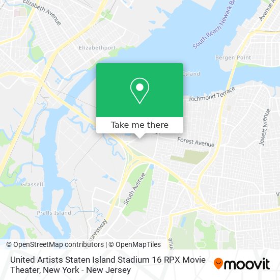 United Artists Staten Island Stadium 16 RPX Movie Theater map