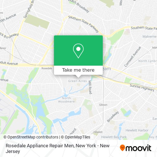 Rosedale Appliance Repair Men map