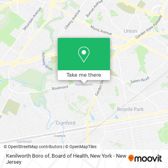 Mapa de Kenilworth Boro of, Board of Health