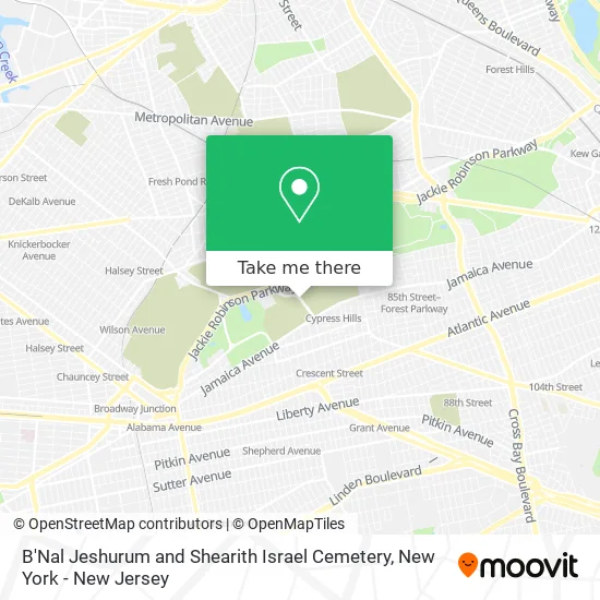 B'Nal Jeshurum and Shearith Israel Cemetery map