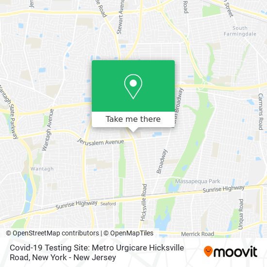 Covid-19 Testing Site: Metro Urgicare Hicksville Road map