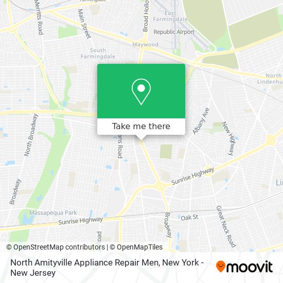 North Amityville Appliance Repair Men map