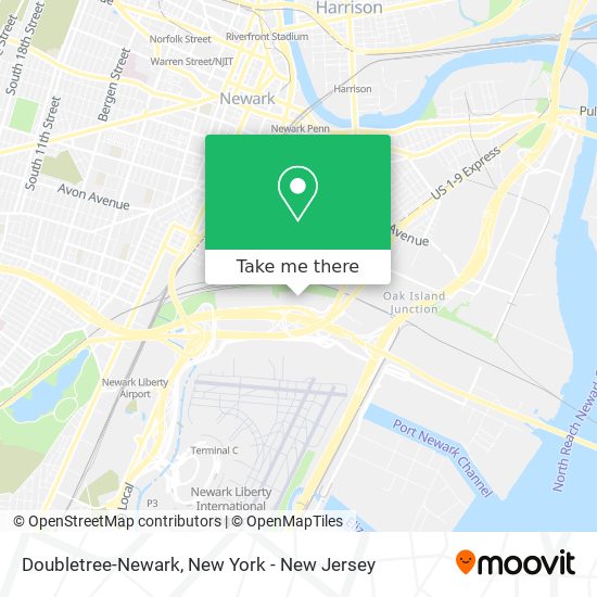 Doubletree-Newark map