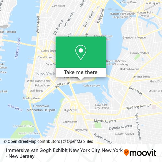 Immersive van Gogh Exhibit New York City map