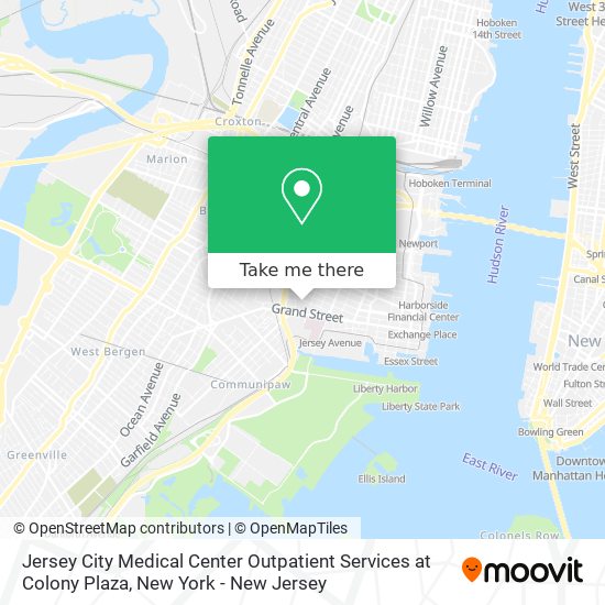 Jersey City Medical Center Outpatient Services at Colony Plaza map