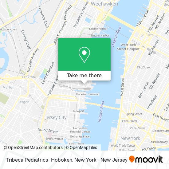 Tribeca Pediatrics- Hoboken map