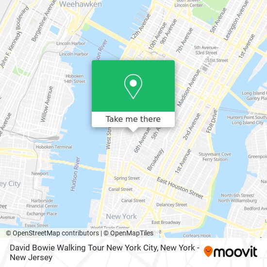 Mapa de David Bowie Walking Tour New York City