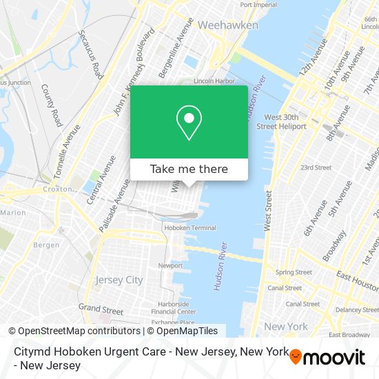 Mapa de Citymd Hoboken Urgent Care - New Jersey