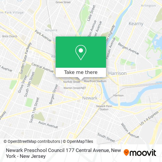 Mapa de Newark Preschool Council 177 Central Avenue