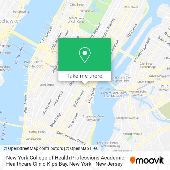 Mapa de New York College of Health Professions Academic Healthcare Clinic-Kips Bay