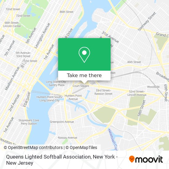 Queens Lighted Softball Association map