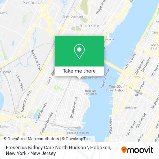 Fresenius Kidney Care North Hudson \ Hoboken map