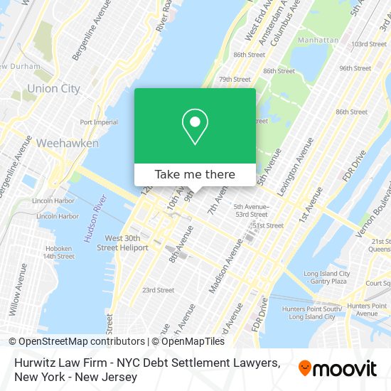 Hurwitz Law Firm - NYC Debt Settlement Lawyers map