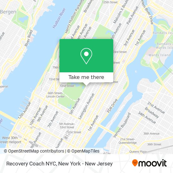 Mapa de Recovery Coach NYC