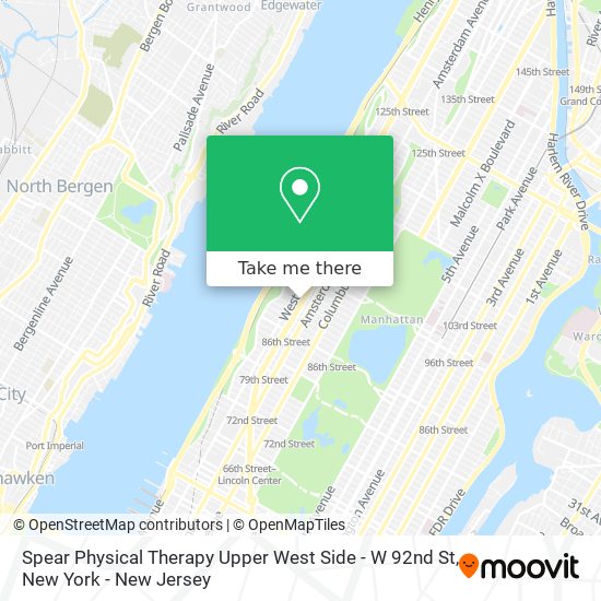 Spear Physical Therapy Upper West Side - W 92nd St map