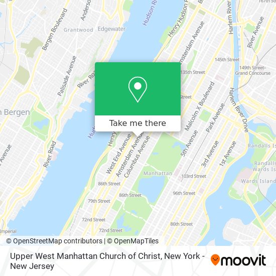 Upper West Manhattan Church of Christ map