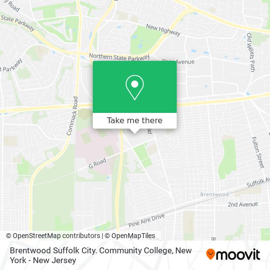 Mapa de Brentwood Suffolk City. Community College