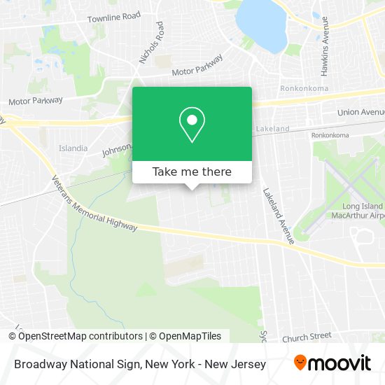 Broadway National Sign map