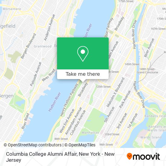 Columbia College Alumni Affair map