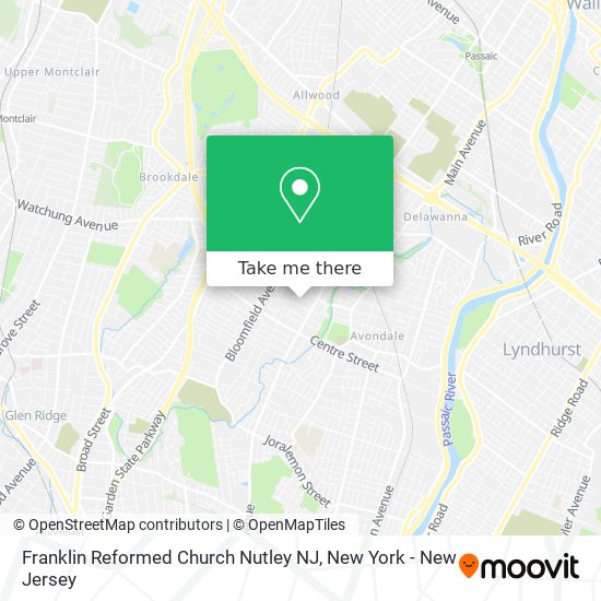 Franklin Reformed Church Nutley NJ map