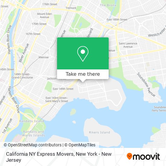 California NY Express Movers map