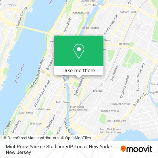 Mapa de Mint Pros- Yankee Stadium VIP Tours