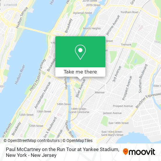 Paul McCartney on the Run Tour at Yankee Stadium map