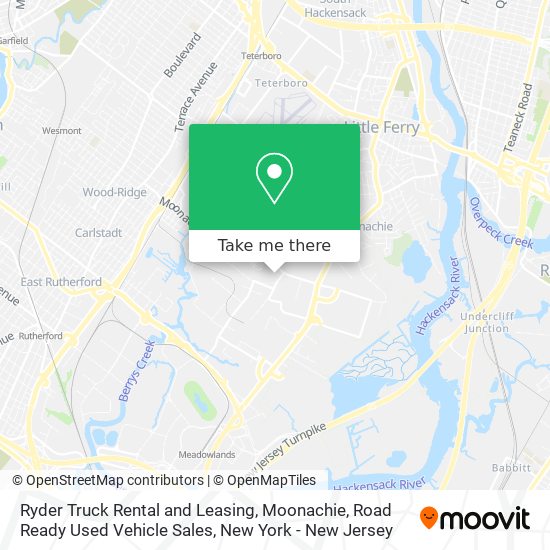 Mapa de Ryder Truck Rental and Leasing, Moonachie, Road Ready Used Vehicle Sales