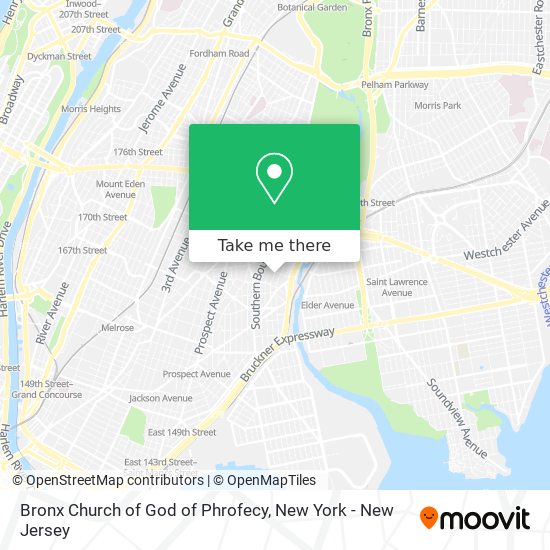 Bronx Church of God of Phrofecy map