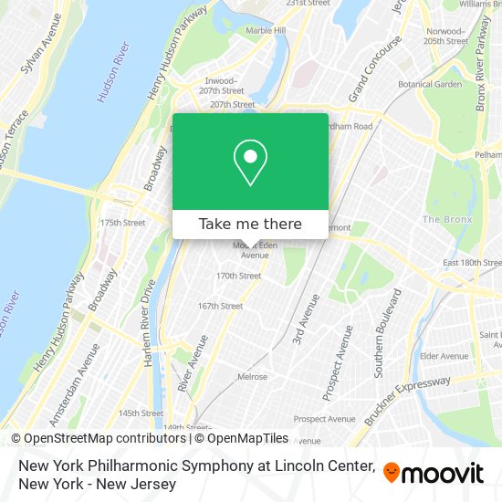 New York Philharmonic Symphony at Lincoln Center map