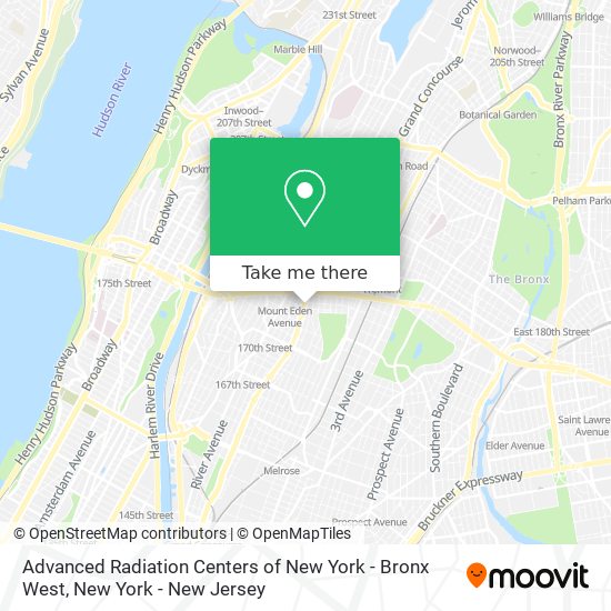 Mapa de Advanced Radiation Centers of New York - Bronx West