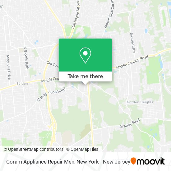 Coram Appliance Repair Men map
