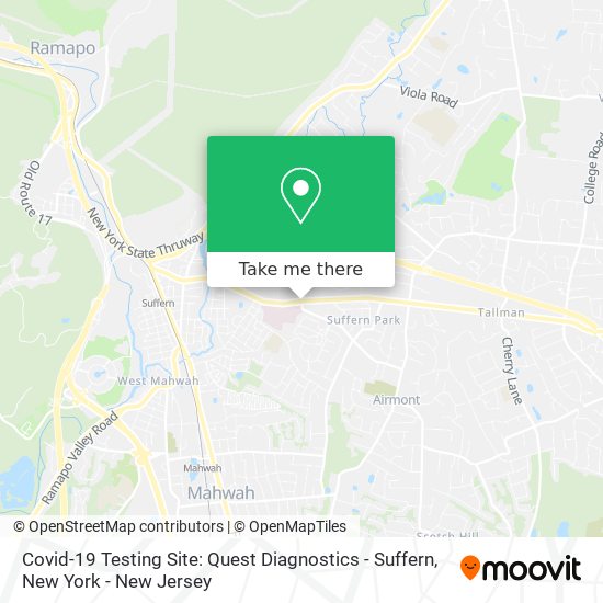 Mapa de Covid-19 Testing Site: Quest Diagnostics - Suffern
