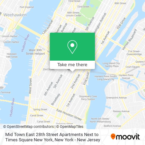 Mid Town East 28th Street Apartments Next to Times Square New York map