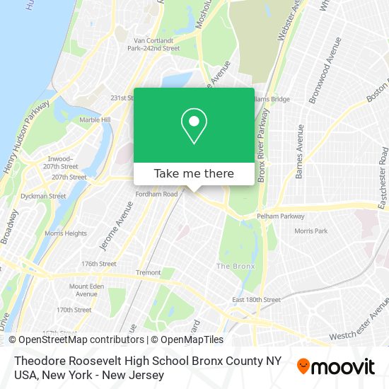 Mapa de Theodore Roosevelt High School Bronx County NY USA