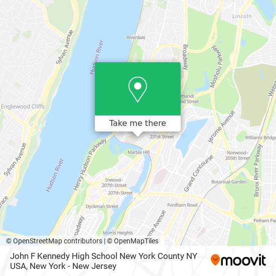 John F Kennedy High School New York County NY USA map