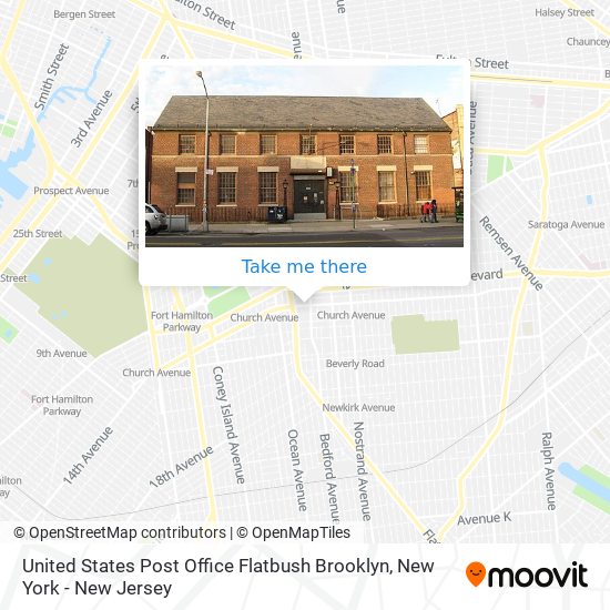 Mapa de United States Post Office Flatbush Brooklyn