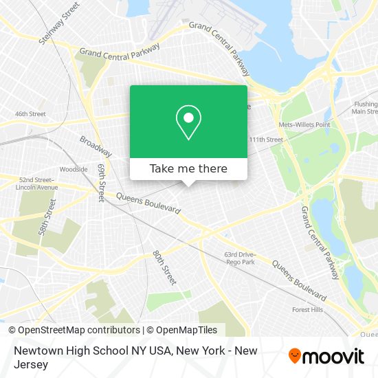 Newtown High School NY USA map
