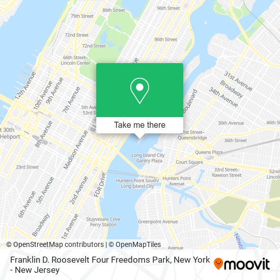 Franklin D. Roosevelt Four Freedoms Park map