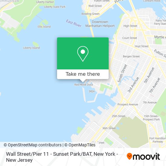 Mapa de Wall Street / Pier 11 - Sunset Park / BAT