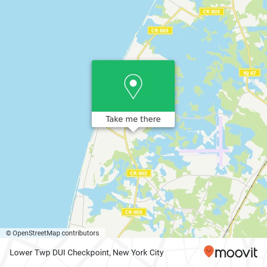 Lower Twp DUI Checkpoint map