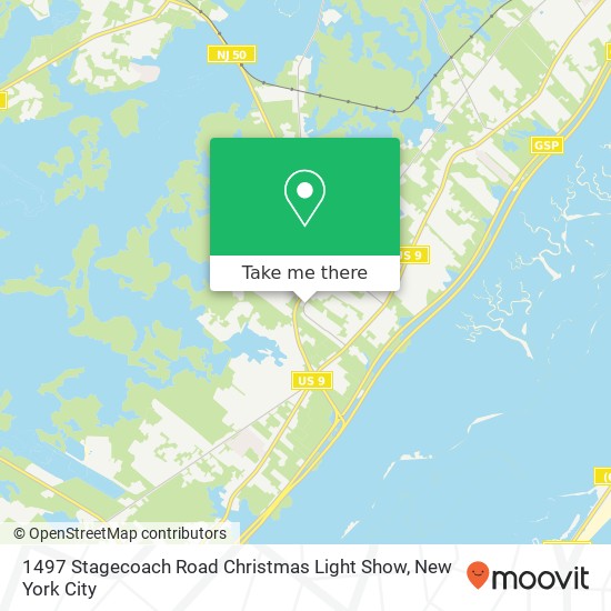 Mapa de 1497 Stagecoach Road Christmas Light Show